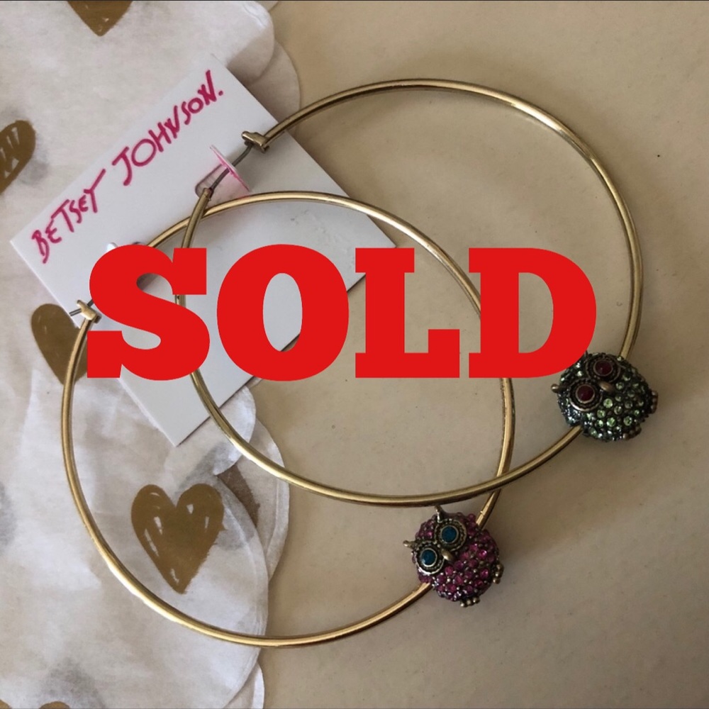 🆕❌SOLD❌Betsey 💕Johnson BLAST OWL HOOP EARRINGS